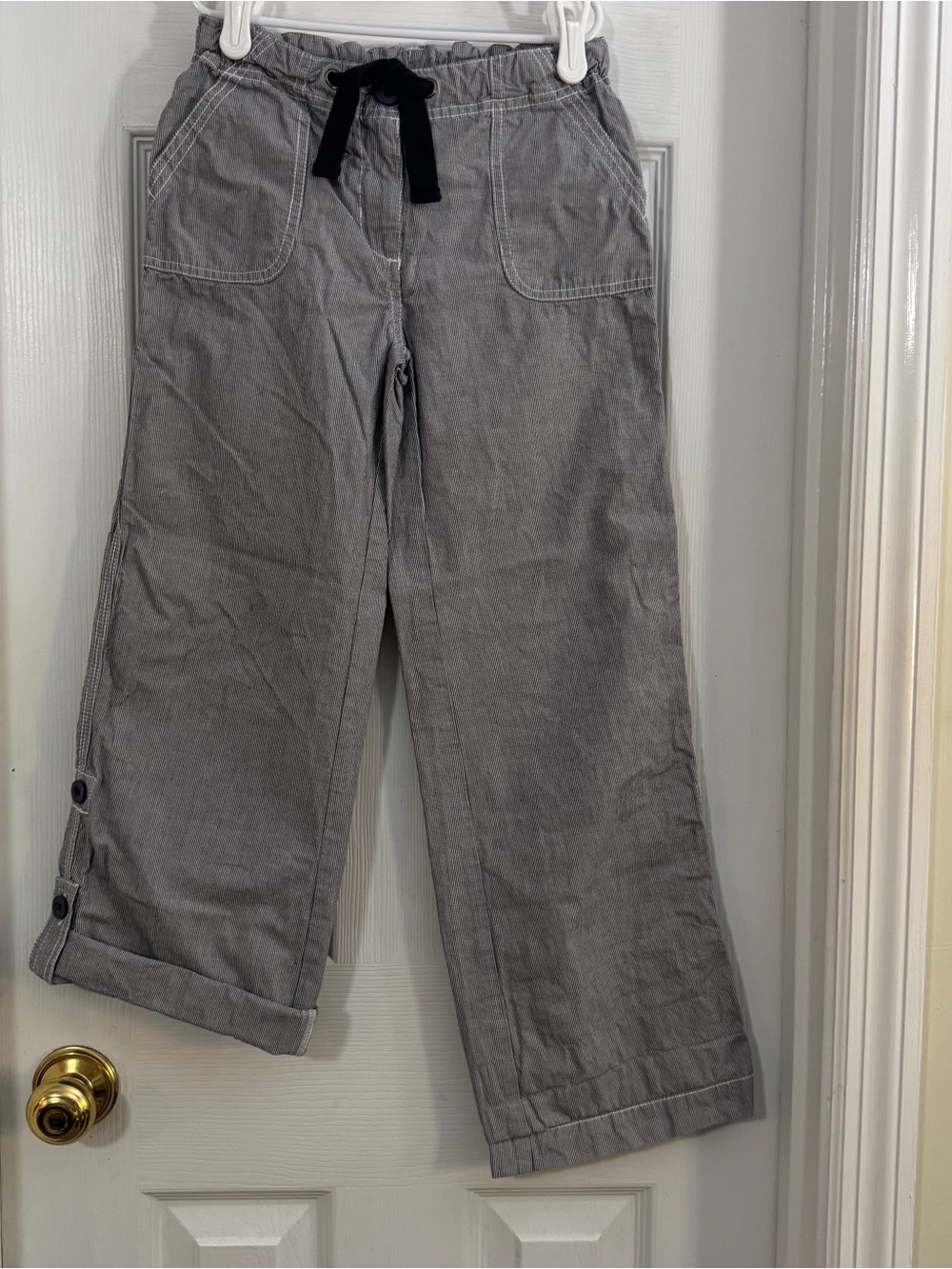 Mini Boden Girl Black and White Striped Convertible Pants and Capris Lightweight